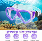 Kids Snorkel Set Dry Top Snorkeling Gear for Kids Youth Boys Girls Junior Age 5-15,Tempered Glass Swimming Diving Mask and Snorkel Set 180 Degree Panoramic View