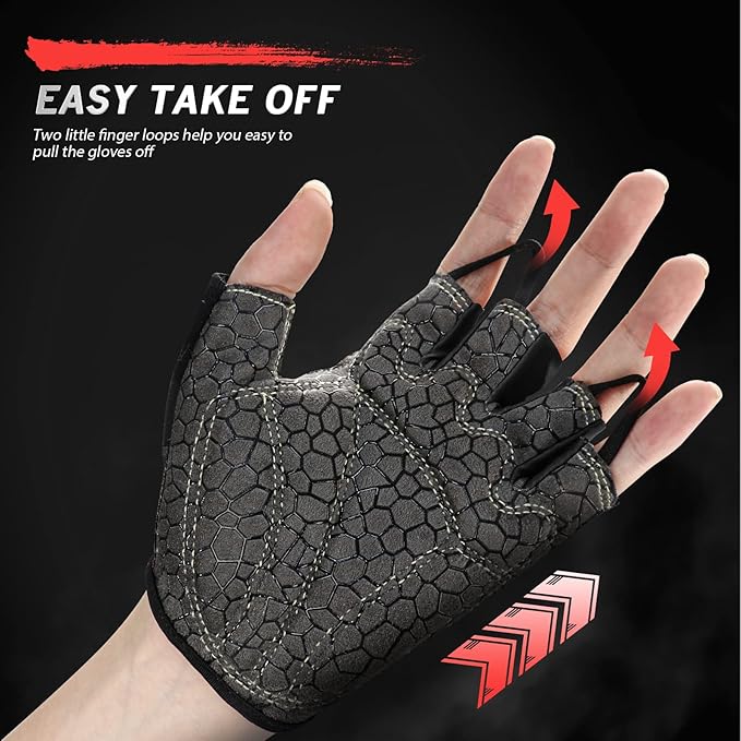 Bike Gloves for Men Women with Anti-Slip Shock-Absorbing Pad, Light Weight Half-Finger Cycling Gloves