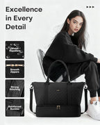 HOTOR Travel Duffel Bag - Weekender Bags for Women, Gym Tote Bags with Shoe Compartment, Carry On Overnight Bag with Toiletry Bag for Travel Essentials and Travel Accessories, Black, 15.8"×18.1"×8.7"