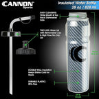 Cannon Sports 28oz Insulated Squeeze Water Bottle with Straw, Leak Proof Lids, 2 lids (Straw and Squeeze), Double Wall Insulation, Wide Mouth, BPA-Free (2 Pack) (Black)