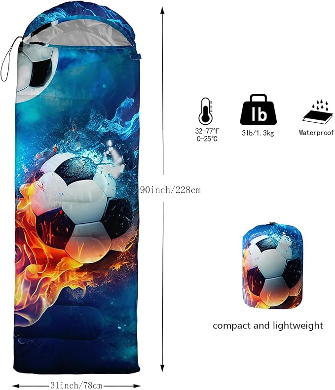 QOOMO Camping Sleeping Bags,3 Season Warm & Cool Weather,Lightweight,Waterproof Sleeping Bags for Adults & Kids,Traveling,and Outdoors,Camping Gear Equipment