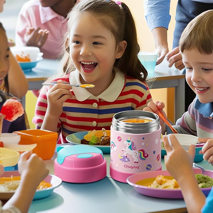 10 oz Soup Thermo for Hot Food Kids Insulated Food Jar with Spoon, Lunch Thermo Container, Width Mouth Vacuum Stainless Steel Food Thermo for School Travel, Leakproof, Easy to Open(Pink)