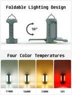 Foldable Camping Light Rechargeable Lantern, 10000mAh, Portable Flashlight, IP54 Waterproof, 1/4" Screw Adapter, 750LM, 5 Modes, LED Tent Light for Camping, Hiking, Fishing