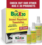 CoreTex Bug X 30 Mosquito, Tick, & Insect Repellent Wipes with 30% DEET - Pack of 50 Single-Use Bug Repellent Wipes for Up to 7 Hours of Reliable Protection Against 12 Types of Biting Insects