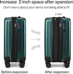 Hanke Expandable Hard Shell Luggage Sets 2 piece Carry on Luggage with Wheels Suitcases Lightweight Checked Travel Luggage Rolling Large Suitcase Travel Luggage Bag Woman Men 20/29 IN(Blackish Green)