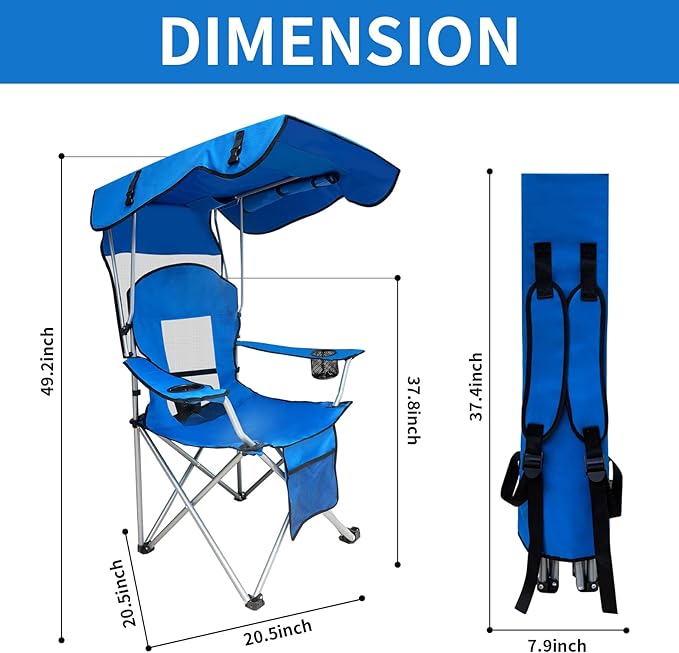 Portable Folding Camping Chair - Lightweight, Durable Outdoor Chair for Camping, Fishing, Beach, Lawn, and More - Comfortable Folding Chairs for Outside Activities (Blue)