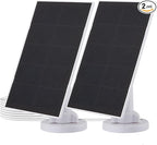4W Solar Panels for Smart Security Camera, 2-Pack Solar Panels with Micro USB & USB-C Port for DC 5V Outdoor Rechargeable Battery Camera, IP65 Waterproof, 360° Adjustable Security Mount, White
