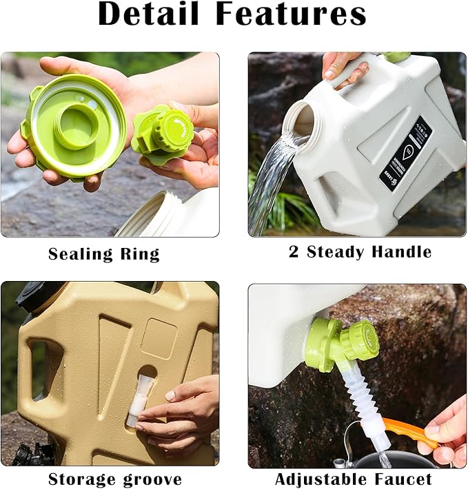 3.2 Gallon Water Jug with Spigot, BPA Free Leak-Proof Camping Water Container, Portable Emergency Water Storage for Outdoor Hiking, Camping, Home Use