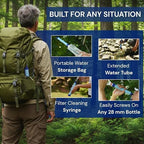 Personal Water Filter - Emergency Water Filter Straw, Portable Water Filtration System - 400 Gallon Capacity for Camping, Hiking, Backpacking & Travel - Includes 480ML Reservoir & Tube (3)