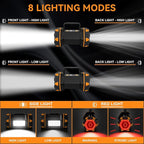 Camping Lantern Rechargeable, 2 Pack Orange LED Camping Flashlight, 4800 Capacity Battery Powered, Portable Camping Light 4+4 Modes for Emergency Outdoor Hiking Power Outages Fishing