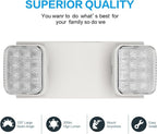 6 Packs White Emergency Exit Fixture with Battery Backup -UL s Emergency Lighting and 2 LED Heads Adjustable Light Heads for Indoor.