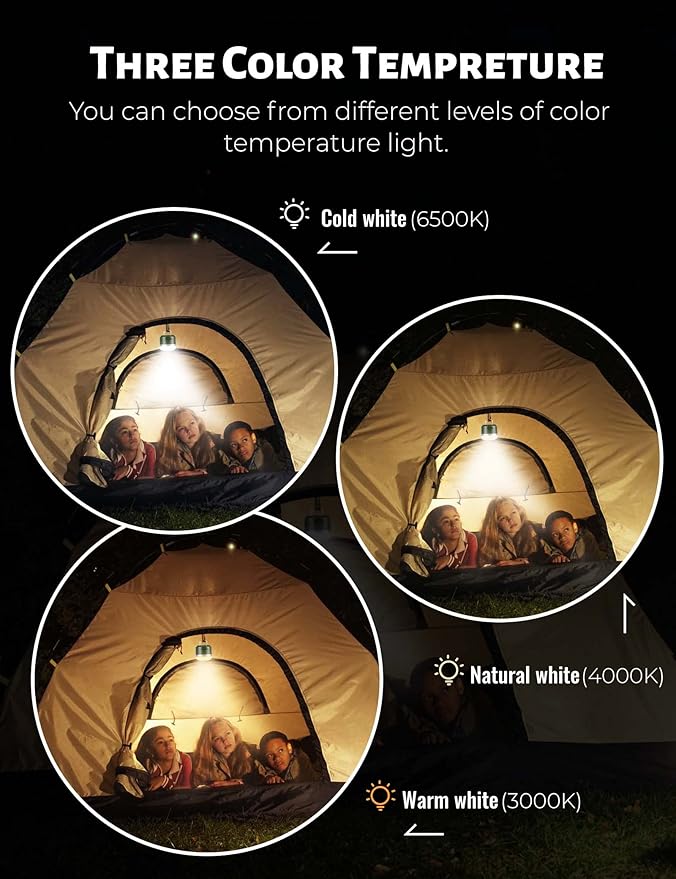 Camping Lantern Rechargeable, 600LM Led Camping Light, 5 Light Modes Waterproof Portable Light with Magnetic Base for Power Outages, Hurricane Emergency, Outdoor, Hiking, Home and Car (Green)