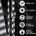TECEUM 5/32" Paracord Rope 1000 – 1000ft / 200ft / 100ft / 50ft – Tactical Parachute Cord 4mm – 45+ Colors – Nylon String for Survival & Camping Gear – Stripe Cord for Survival – Utility Rope