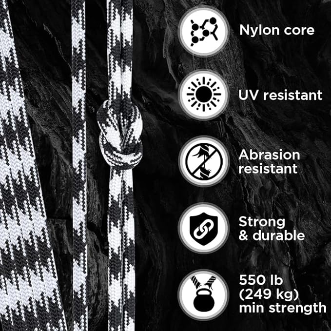 TECEUM 5/32" Paracord Rope 1000 – 1000ft / 200ft / 100ft / 50ft – Tactical Parachute Cord 4mm – 45+ Colors – Nylon String for Survival & Camping Gear – Stripe Cord for Survival – Utility Rope