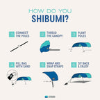 Shibumi Shade Mini®, World's Best Beach Shade with Quiet Canopy, The Original Wind-Powered® Beach Canopy, Provides 75 Sq. Ft. of Shade up to 8ppl, Sets up in 2 Min, Wind Assist Included