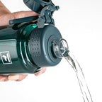 Fanhaw 32 oz Clear Water Bottle with Fast-Flow Spout Lid, BPA-Free Tritan, Wide Mouth, Leakproof, Reusable Bottle for Gym, School, Office, Travel (Dark Green)