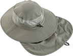 Home Prefer UPF 50+ Sun Hats for Men Women Wide Brim Fishing Hat with Neck Flap Summer Safari UV Protection Bucket Hat