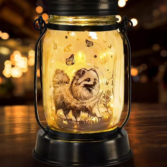 kyoryuger Pomeranian Gifts for Women/Men Pomeranian Solar Lanterns Dog Mom Birthday Dog Lovers Lantern Pet Loss Pet Memorial Lights Solar Garden Decoration for Yard, Patio,Backyard,Porch Torches