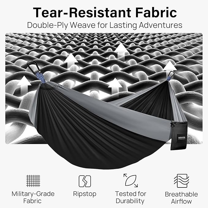 Kootek Camping Hammock, Portable Hammocks with Tree Straps & Attached Carry Bag, Camping Essentials Gear, Perfect for Outside Indoor Hiking Beach Backpack Travel