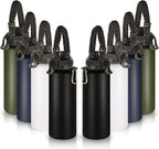 Volhoply Insulated Water Bottles Bulk 8 Pack, 40 oz Stainless Steel Bottle with Paracord Handle & Spout Lid, Double Walled Vacuum Travel Water Cup with Wide Mouth,Reusable Large Water jug(Mix,8 Set)