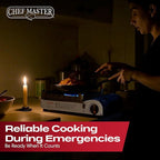 Chef Master 15,000 BTU Butane Portable Camp Stove | Double Wind-Guard Portable Stove Burner w/Piezo Click Ignition for Emergencies, Tailgating, Hiking, Backpacking & Camping Essentials - 90019