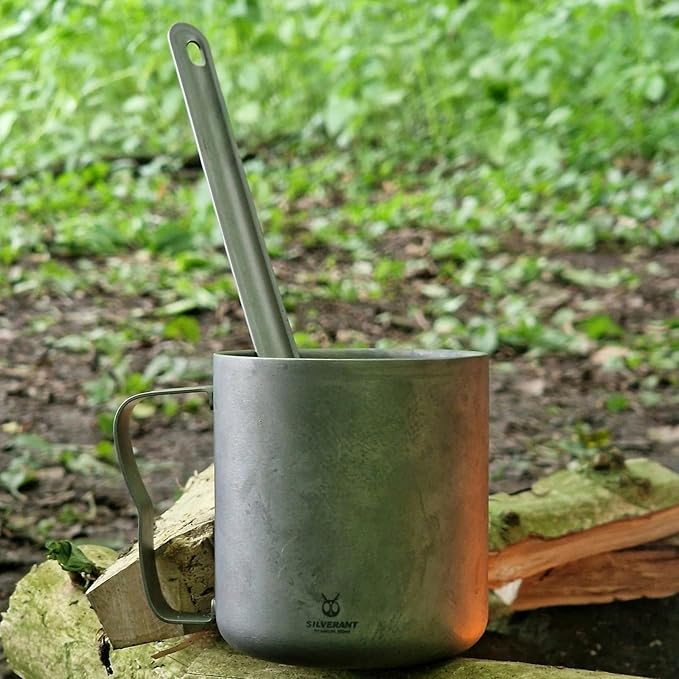 Camping Mug Titanium Double Wall Coffee Tea Cup with Inner Filter with Classic Handle