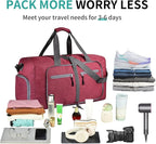 Dimayar 40L Travel Duffle Bag for Men Women - Foldable Duffel Bag with Shoes Compartment - Overnight Bags Waterproof & Tear Resistant(Red)
