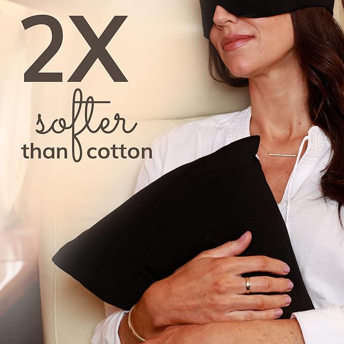 Happyluxe Odyssey Travel Pillow for Long Flights - Soft, Small, Alternative to Down and Memory Foam. 17 x 13in - Made in The USA, Jet Black Airplane Pillow for Adults Sleeping, Camping or Nap