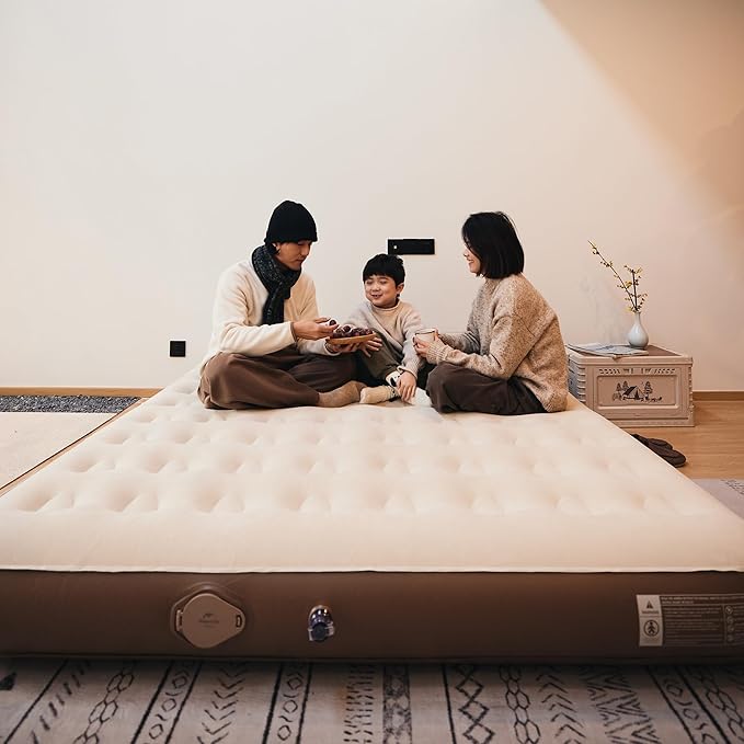 Naturehike Narrow King Size Air Mattress with Electric Built-in Pump, 79 * 71in Extra Wide Inflatable Mattress for Home, Camping, Guests, Travel, Morning View Series