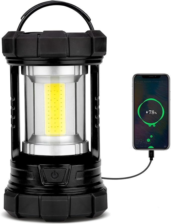 Camping Lantern 3000LM, LED Lanterns for Power Outages with 4400mAh Phone Charger, Impact-Resistant Rechargeable Lantern, 5 Light Modes Waterproof Lantern for Hurricane Emergency(Black)