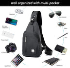Small Sling Bag Crossbody Backpack Over the Shoulder Bag for Men Women Travel Outdoors, Lightweight Chest Pack (Large,Black)