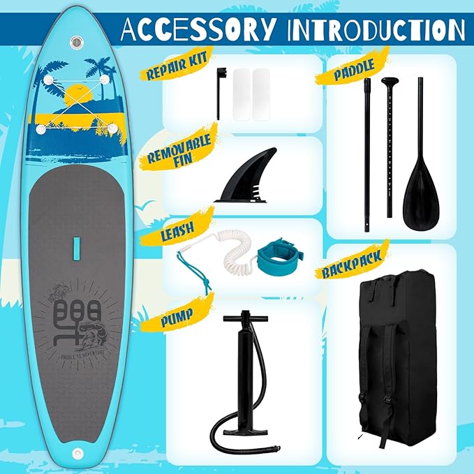 FunWater Inflatable Stand Up Paddle Board with Premium SUP Paddleboard Accessories, Anti-Slip EVA Deck, 11'/10'6'' Paddle Boards for Adults & Youth of All Skill Levels