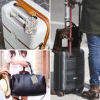 Fintie Luggage Tags, Privacy Cover ID Label with Stainless Steel Loop and Address Card for Travel Bag Suitcase - Marble Tiles (2 Piece)