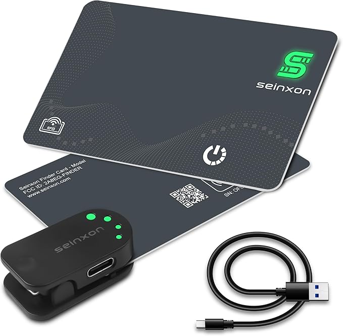 Wallet Finder RFID Blocking Card IP68 Item Tracker Works with Apple Find My APP & Network with Recharge Clip (iOS Only)