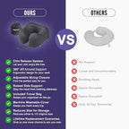 napfun Travel Pillow, Travel Accessories & Travel Essentials for Airplane Upgraded 100% Pure Memory Foam Travel Neck Pillow for Flight Headrest Sleep, Portable Plane Necessities, Full Black