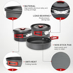 Alocs Camping Cookware, Portable Camping Essentials with Accessories, Camping Gear Camping Cooking Set for Outdoor Cooking, Backpacking, Hiking and Picnic.