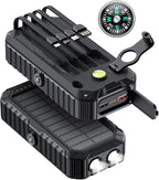 QiSa Solar Charger Power Bank 40000mAh Built in 4 Cables and Hand Crank, Portable Charger 22.5W Fast Charger 6 Outputs & 4 Inputs External Battery Pack with Bright Flashlight and Compass