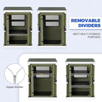 EAGLE PEAK Outdoor Folding Camping Table with Large 3-Tier Storage Organizer and Side Pockets, Easy Set Up Portable Aluminum Camping Kitchen, Green