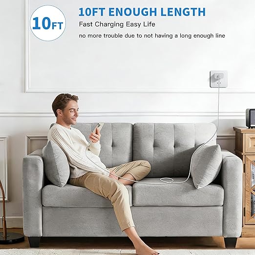 10FT for iPhone Charger Fast Charging Cord, 20W Fast USB C Charger Block with 3 Pack 10 ft Extra Long Charging Cable for iPhone 17/17 Pro/17 Pro Max/Air/16 Pro Max/16 Plus/15 Pro Max/15, iPad Pro/Mini