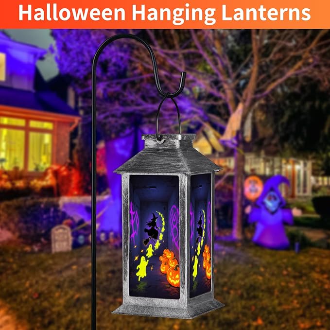 Halloween Decorations Outdoor,Halloween Hanging Decorations,Solar Lantern,Decor for Home Outside Porch Garden Yard Lawn Party Decorations（Ghost Witch Pumpkin）