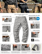 CQR Men's Flex Ripstop Tactical Pants, Water Resistant Stretch Cargo Pants, Lightweight EDC Hiking Work Pants