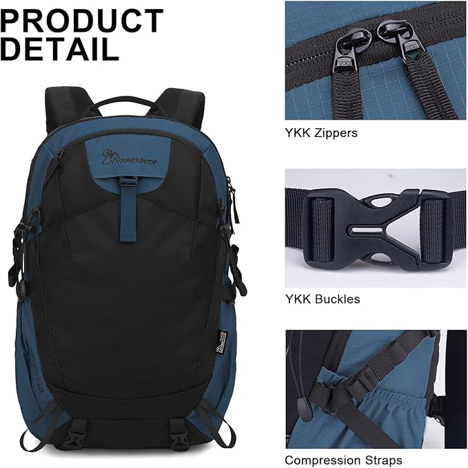 MOUNTAINTOP 30L Hiking Backpack,Men Women Camping Backpack,Lightweight Trekking Travel Backpacks for Climbing Skiing Cycling