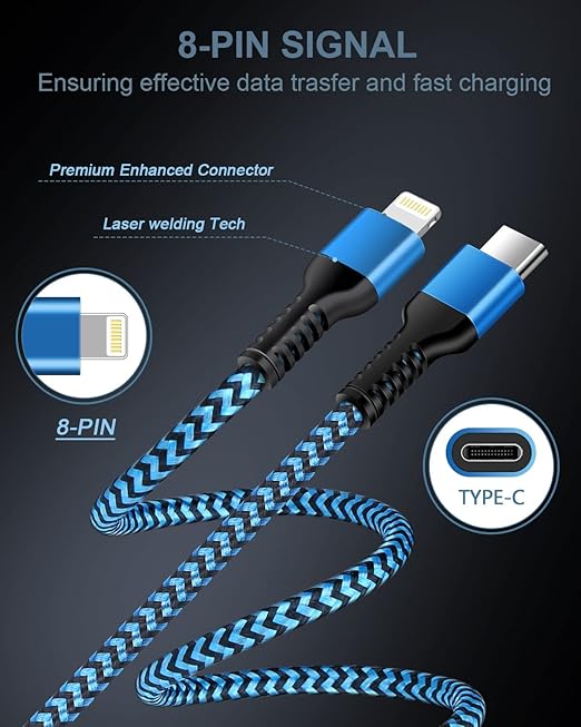 USB C to Lightning Cable 4Pack/3ft, Apple Certified Powerline C-Type Charger Cord Fast Charging Original Lighting Wire for iPhone 14 13 13 Pro 12 Pro Max 11 X XR 8 Plus, AirPods, Power Delivery Speedy