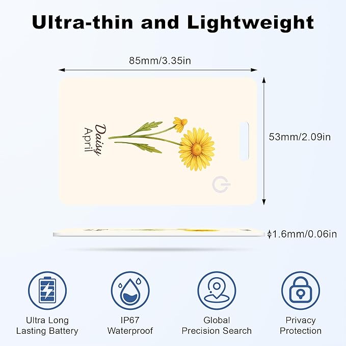 Wallet Tracker Card (iOS Only), Rechargeable Bluetooth Smart Tracking for Apple Find My Compatible Anti Tracker for Men Women Slim Item Locator for Purse Passport Key Luggage Tag (1Pcs/APR FLR)