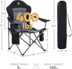 EVER ADVANCED Heated Camping Chair, Lawn Chairs Heated Chair Outdoor Sports with 3 Heat Levels, Heated Folding Chair Camping Chairs for Adults, Supports 400lbs, Battery Not Included