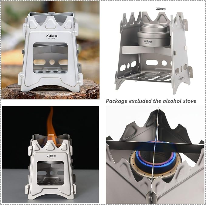 Ultralight Titanium Wood Burning Stove Outdoor Camping Multi-Fuels Alcohol Stove BBQ Stove WS009ST-Ti (Multifunctional Wood Burning Stove)