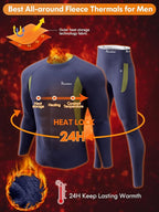 romision Thermal Underwear for Men Long Johns Fleece Lined Hunting Gear Bottom Top Set Base Layer for Cold Weather Gift