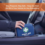 150 Pieces Mini First Aid Kit - Small Medical Kit with Hard Shell - Emergency First Aid Kit for Car, Travel, Home, Outdoor, Office, Camping, Hiking (Blue)