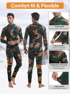 romision Thermal Underwear for Men Long Johns Fleece Lined Hunting Gear Bottom Top Set Base Layer for Cold Weather Gift