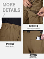FREE SOLDIER Men's Outdoor Cargo Hiking Pants with Belt Lightweight Waterproof Quick Dry Tactical Pants Nylon Spandex